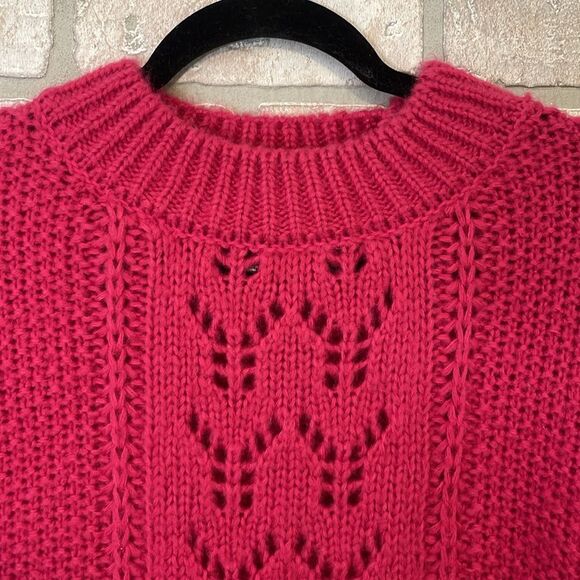 Alya Pink Dolman Sleeve Sweater Size S Open Knit - Picture 2 of 7